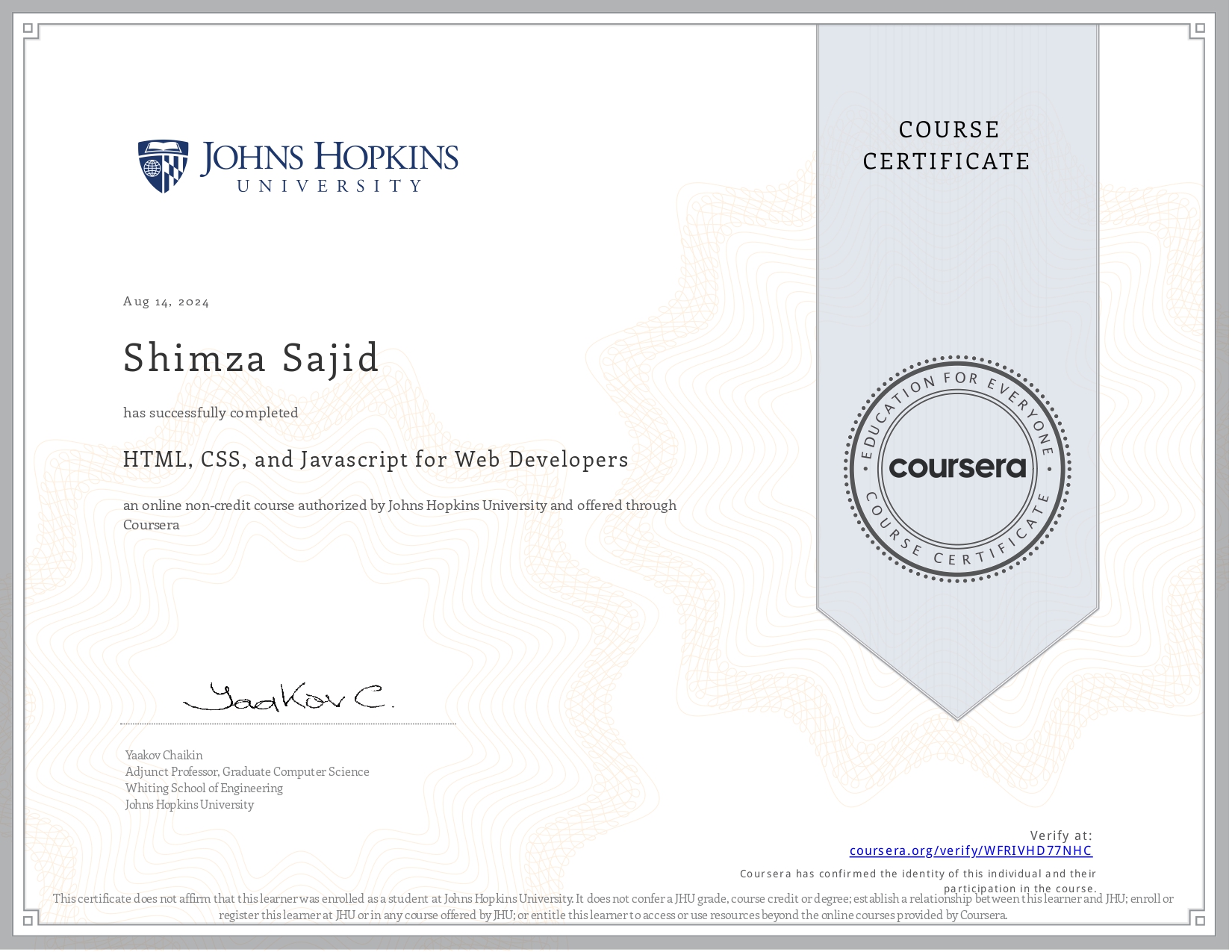 Certificate Preview